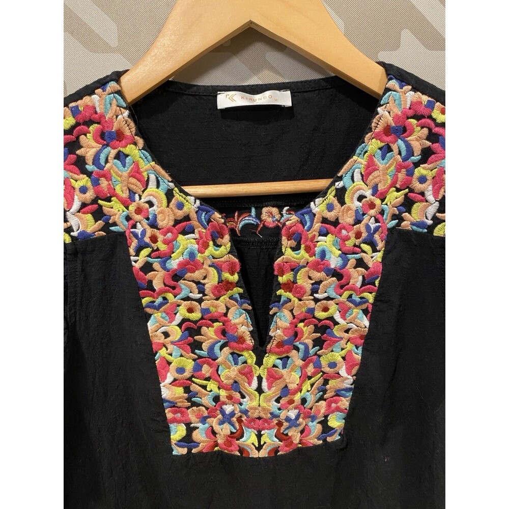 KIRUNDO Womens 2024 Summer Mini Dress SZ M Embroidered Boho Baby Doll Elegant‎ - Picture 5 of 10